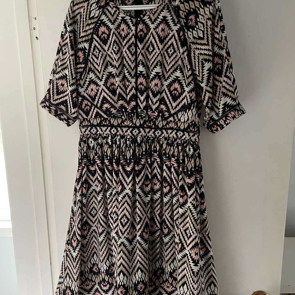Ark & Co Black and Pink Geometric Midi Dress